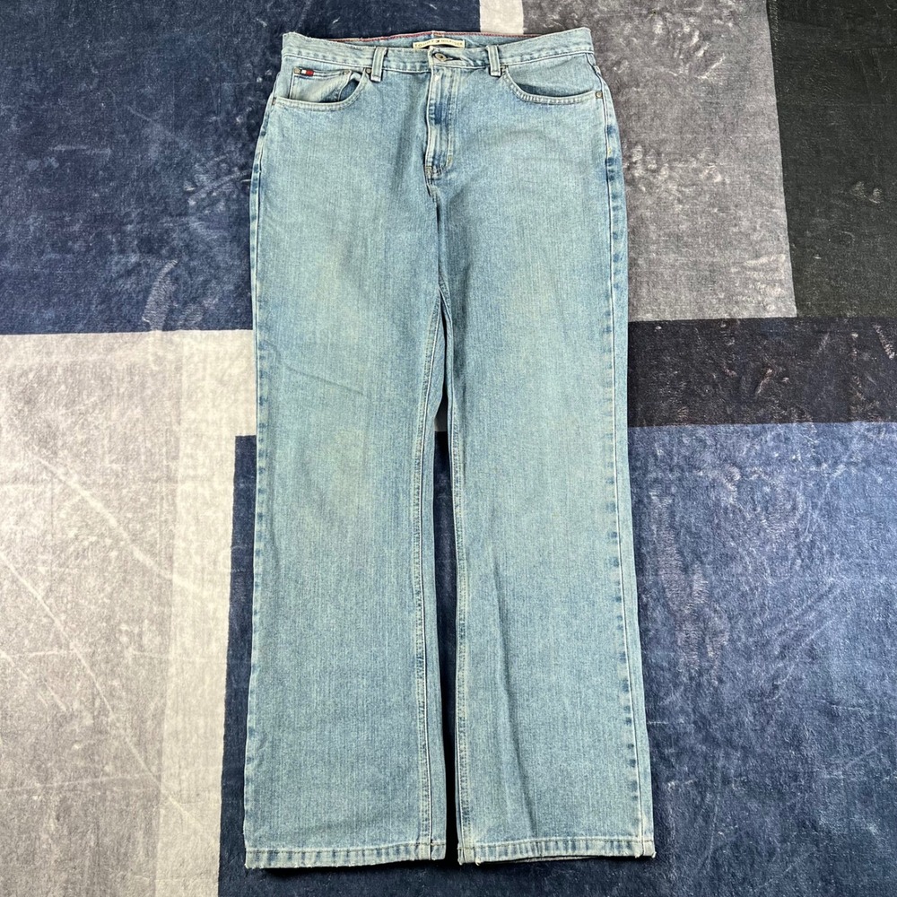 Tommy Hilfiger Women Classic Bootcut Jeans Size 12 Light Wash Blue Denim Y2K